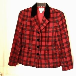 Talbots Vibrant Plaid Blazer with Dark Accents